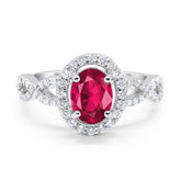 Oval Infinity Ring with Ruby Cubic Zirconia